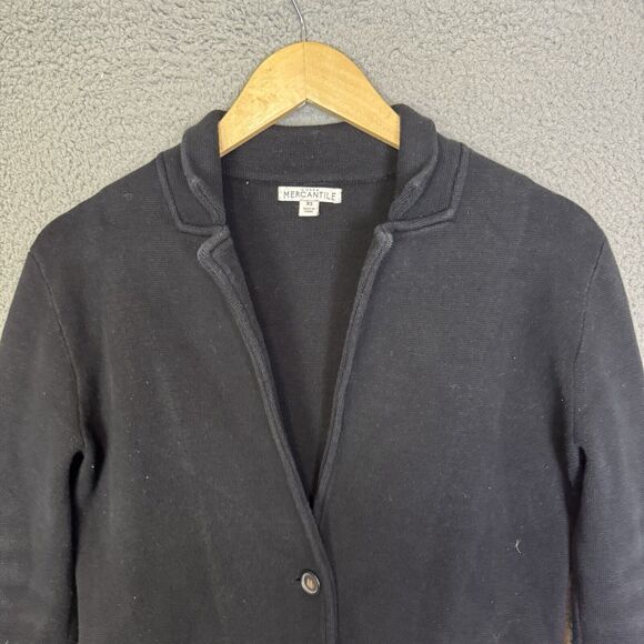 J.Crew Mercantile Sweater Womens XS Black Knit Button Front Blazer - Picture 2 of 8